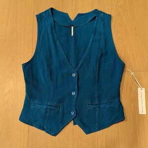 Blue Sleeveless Vest Top